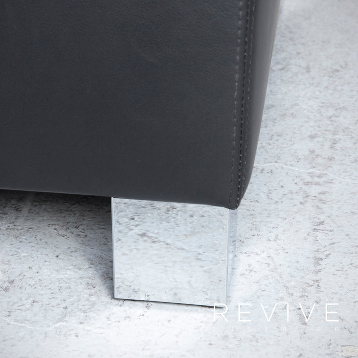 Brühl Carrée designer leather stool black genuine leather #7029