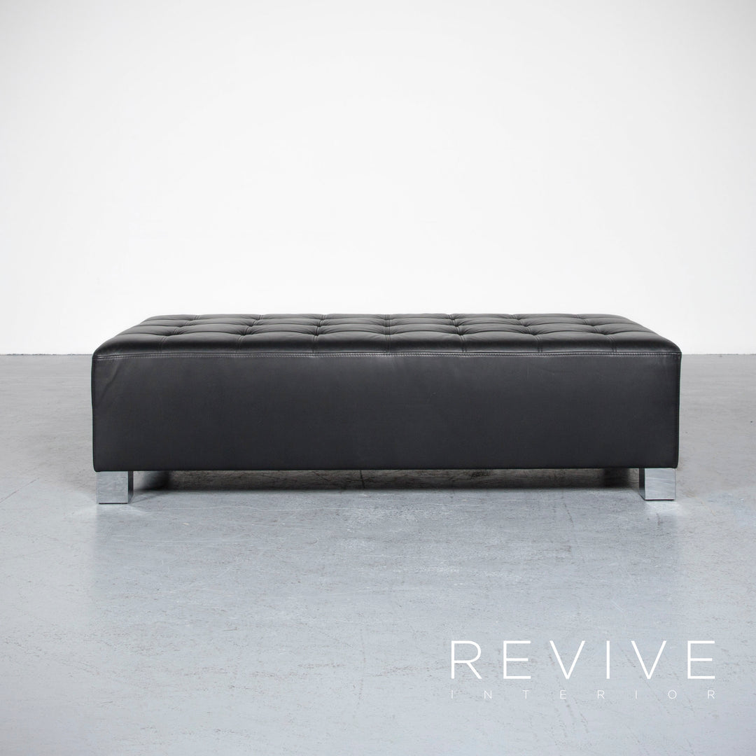 Brühl Carrée designer leather stool black genuine leather #7029