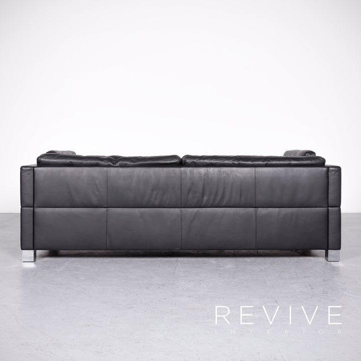 Brühl Carrée Designer Leder Sofa Hocker Garnitur Schwarz Echtleder Zweisitzer Dreisitzer Couch #7247