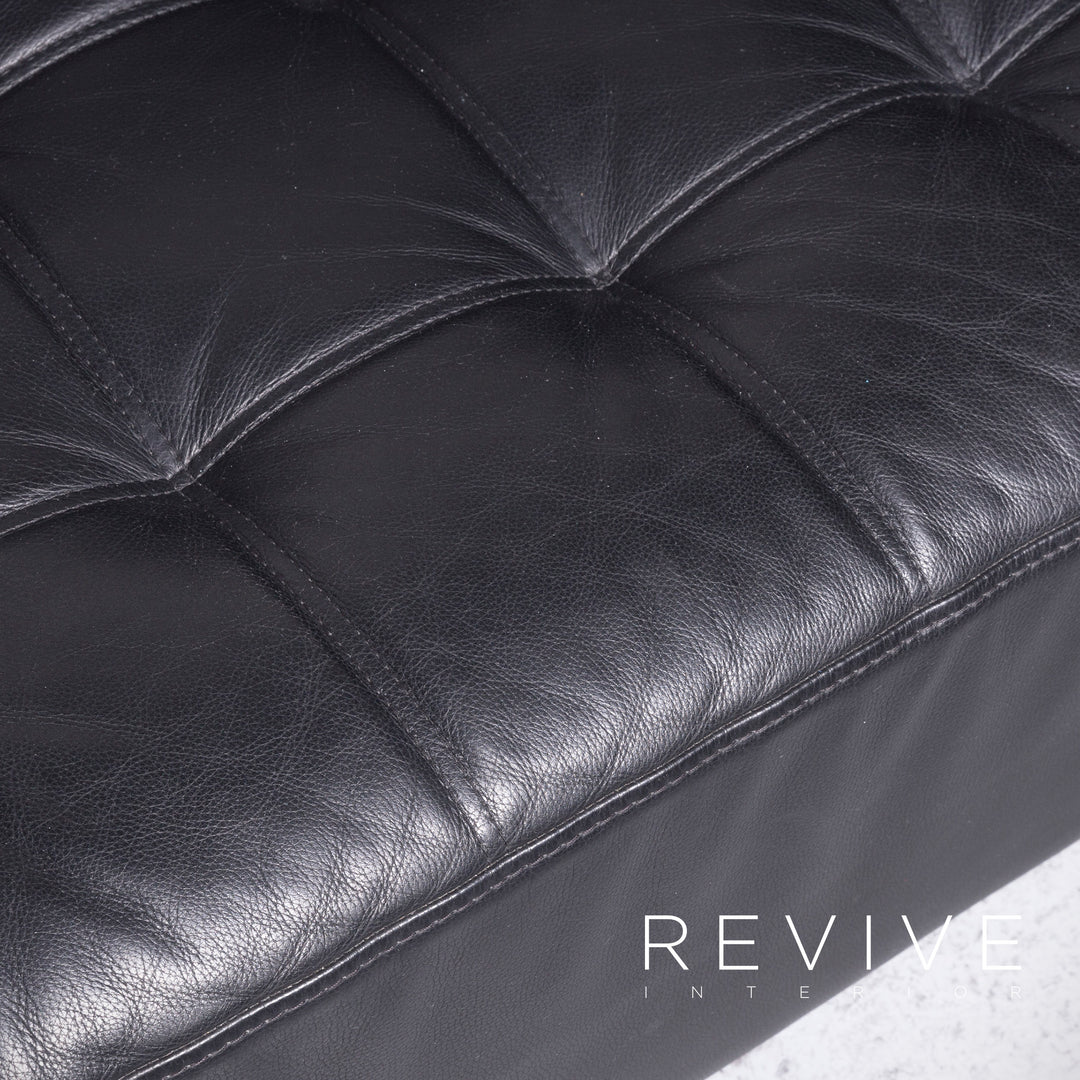 Brühl Carrée Designer Leder Sofa Hocker Garnitur Schwarz Echtleder Zweisitzer Dreisitzer Couch #7247