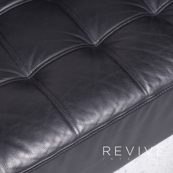 Brühl Carrée Designer Leder Sofa Hocker Garnitur Schwarz Echtleder Zweisitzer Dreisitzer Couch #7247