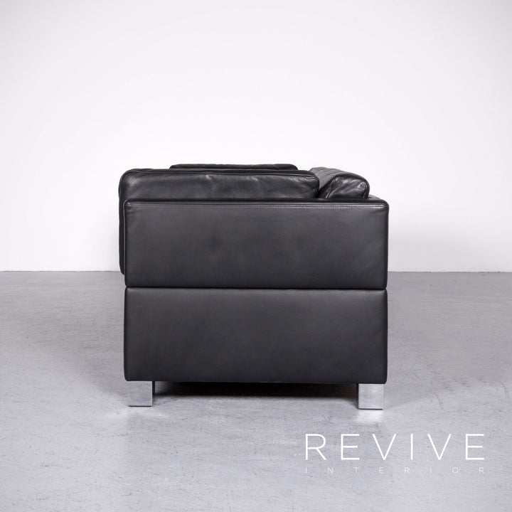 Brühl Carrée Designer Leder Sofa Hocker Garnitur Schwarz Echtleder Zweisitzer Dreisitzer Couch #7247