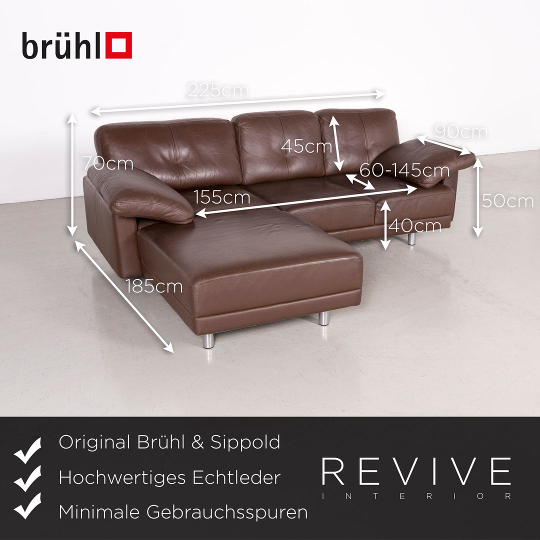 Brühl Designer Leder Ecksofa Garnitur Braun Echtleder Sofa Couch #7583
