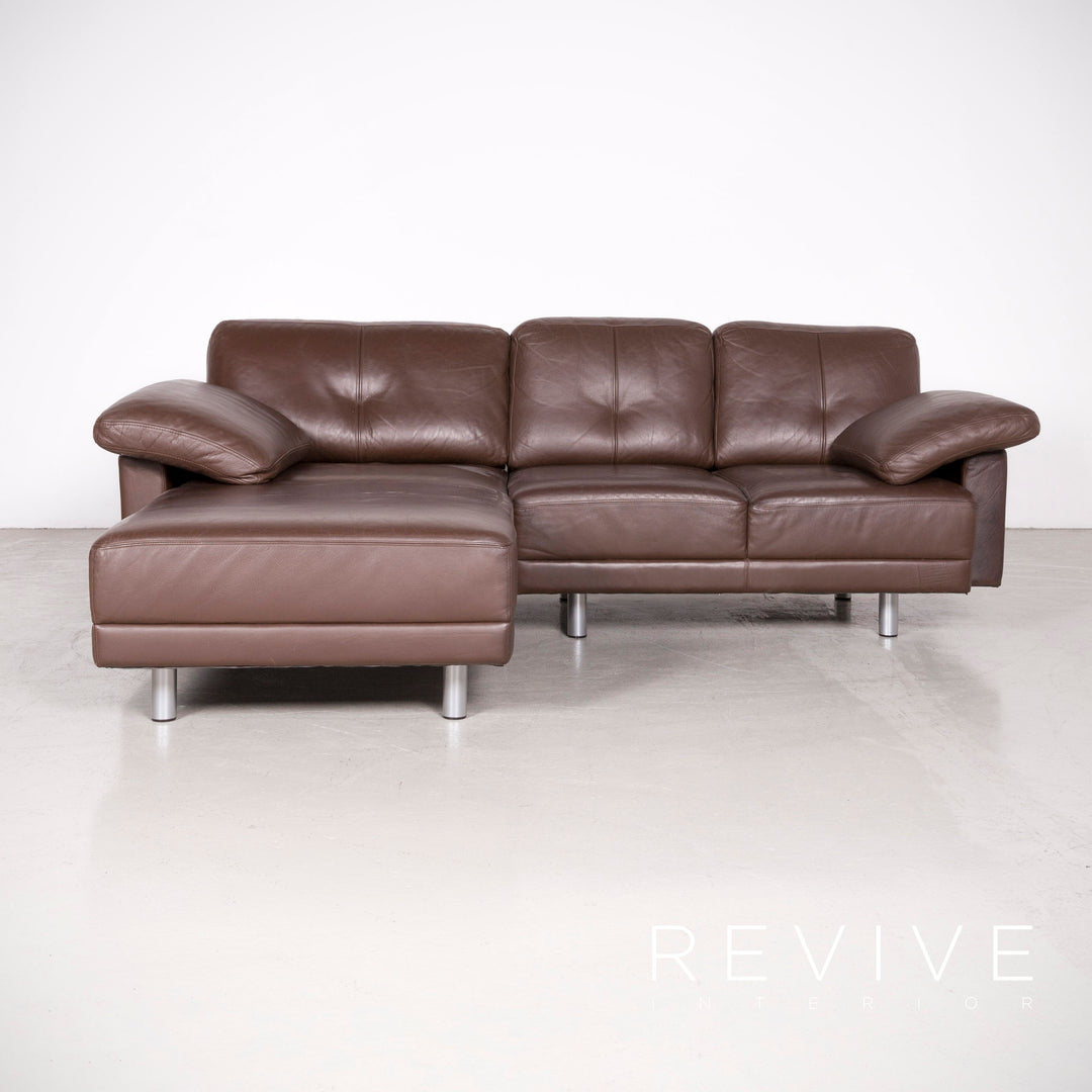 Brühl Designer Leder Ecksofa Garnitur Braun Echtleder Sofa Couch #7583