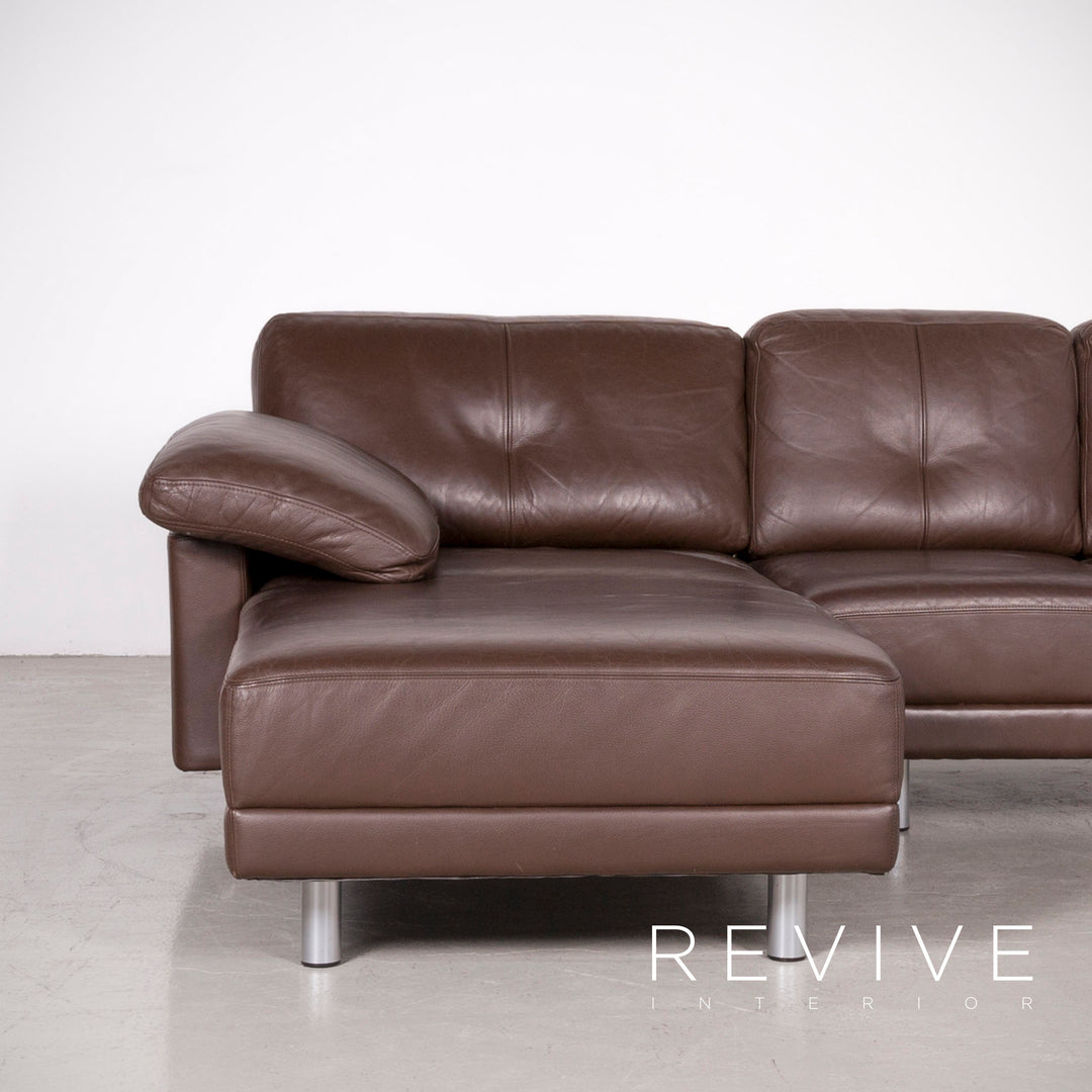 Brühl Designer Leder Ecksofa Garnitur Braun Echtleder Sofa Couch #7583