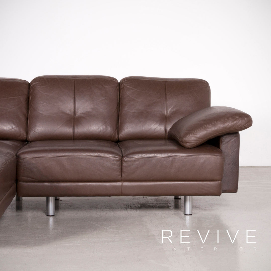Brühl Designer Leder Ecksofa Garnitur Braun Echtleder Sofa Couch #7583