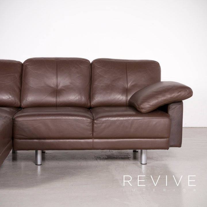 Brühl Designer Leder Ecksofa Garnitur Braun Echtleder Sofa Couch #7583