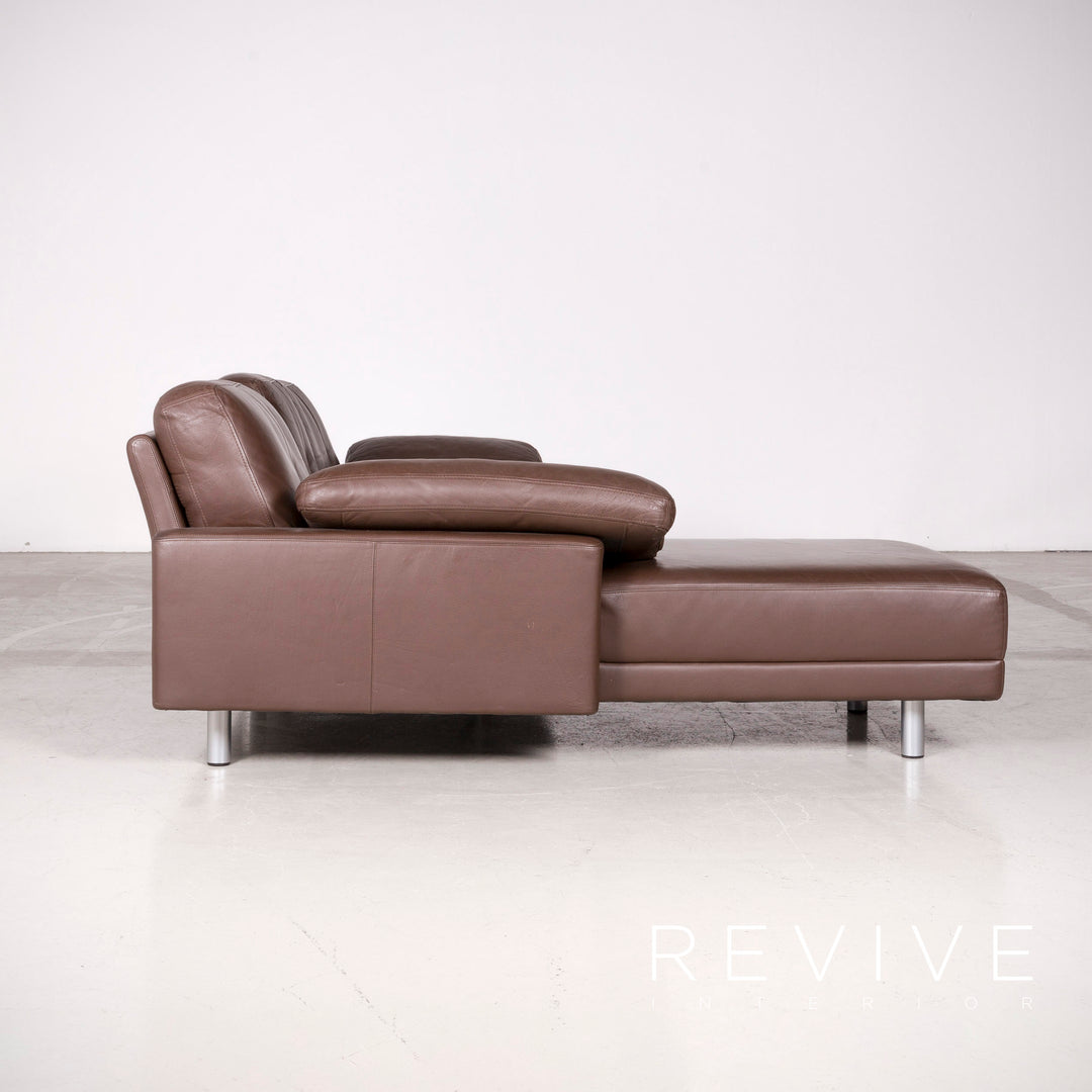 Brühl Designer Leder Ecksofa Garnitur Braun Echtleder Sofa Couch #7583