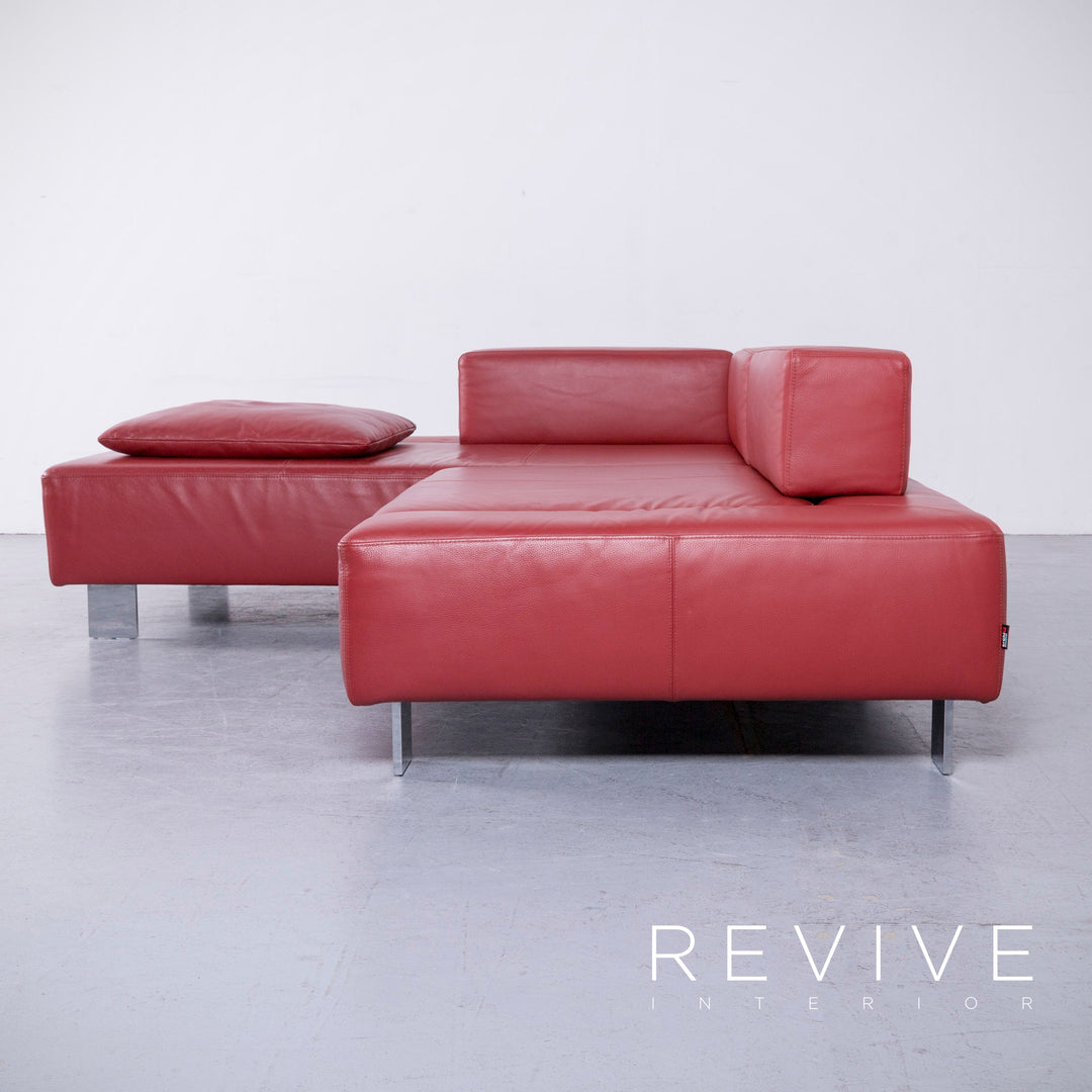 Brühl Fields Designer Leder Sofa Rot Echtleder Ecksofa Couch #6570