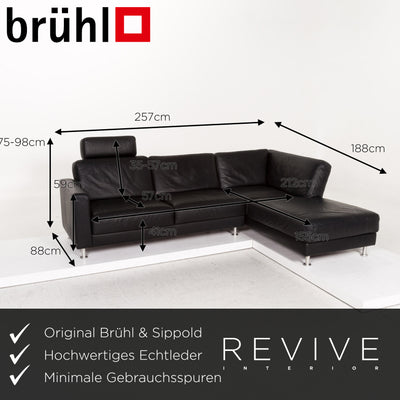 Brühl & Sippold Fiesta Leder Ecksofa Schwarz Sofa Couch #12773