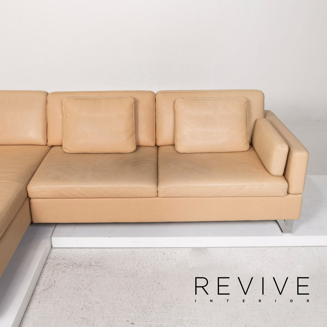 Brühl & Sippold Leder Ecksofa Beige Funktion Sofa Couch #13096