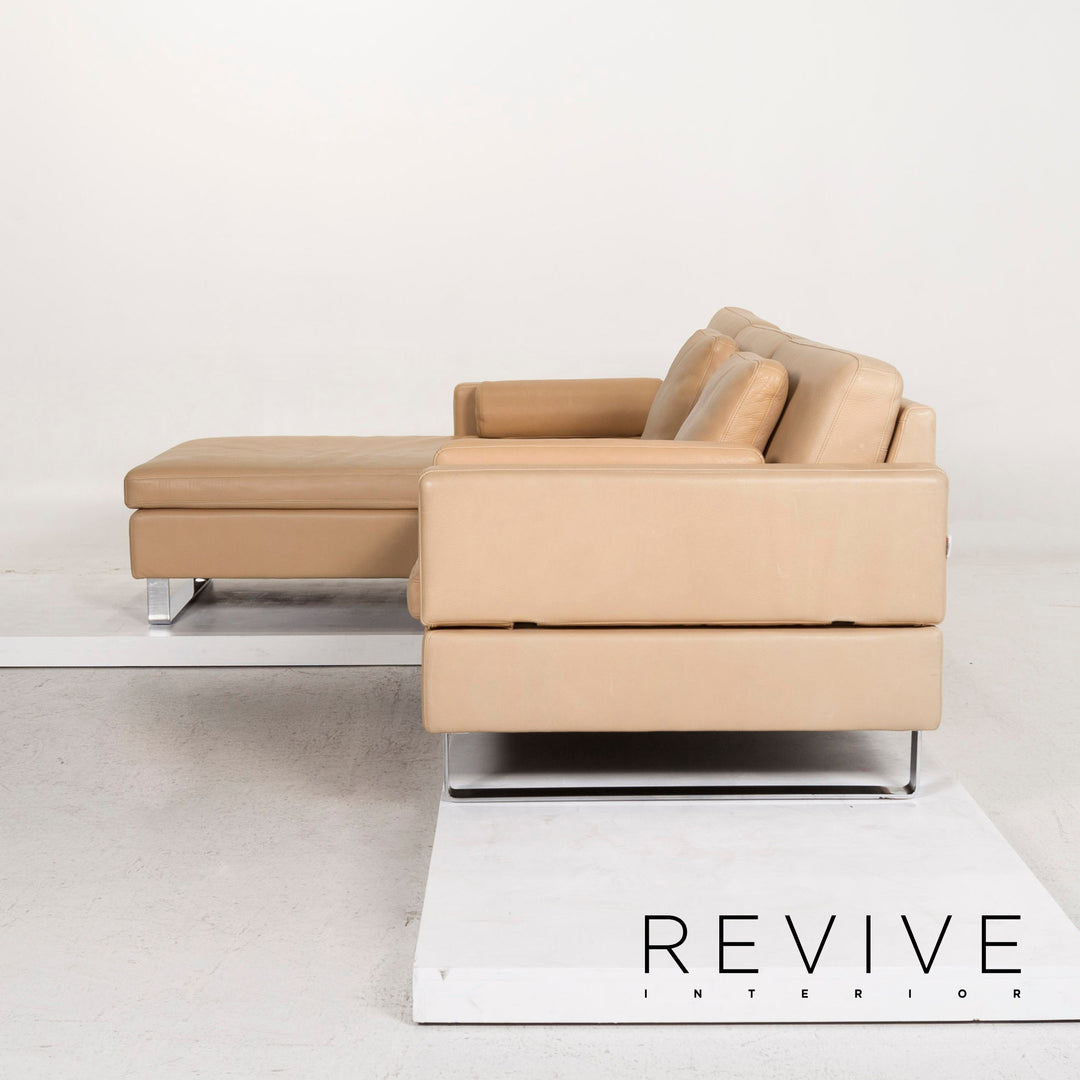 Brühl & Sippold Leder Ecksofa Beige Funktion Sofa Couch #13096