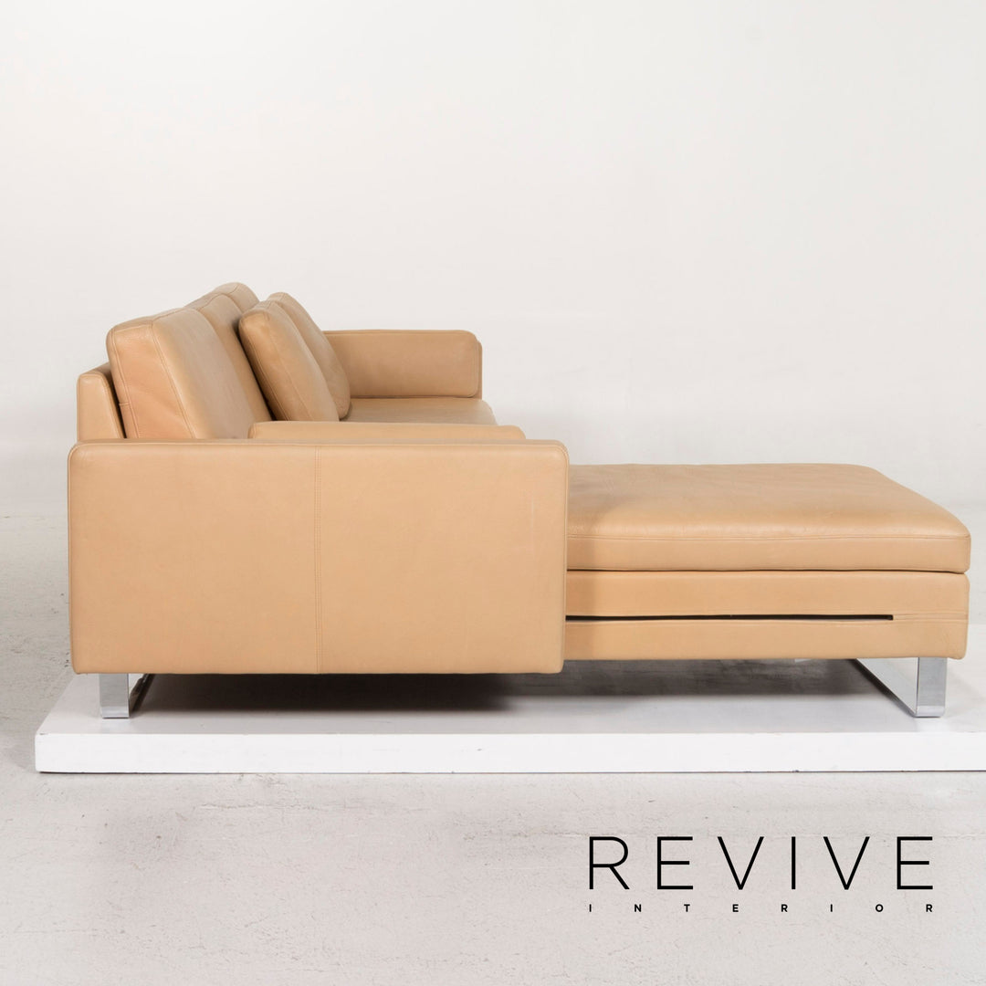 Brühl & Sippold Leder Ecksofa Beige Funktion Sofa Couch #13096
