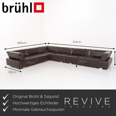 Brühl & Sippold Leder Ecksofa Braun Dunkelbraun Sofa Couch #12860