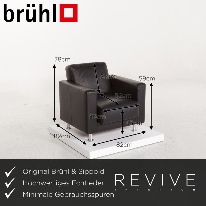 Brühl & Sippold Fiesta Leder Sessel Schwarz 