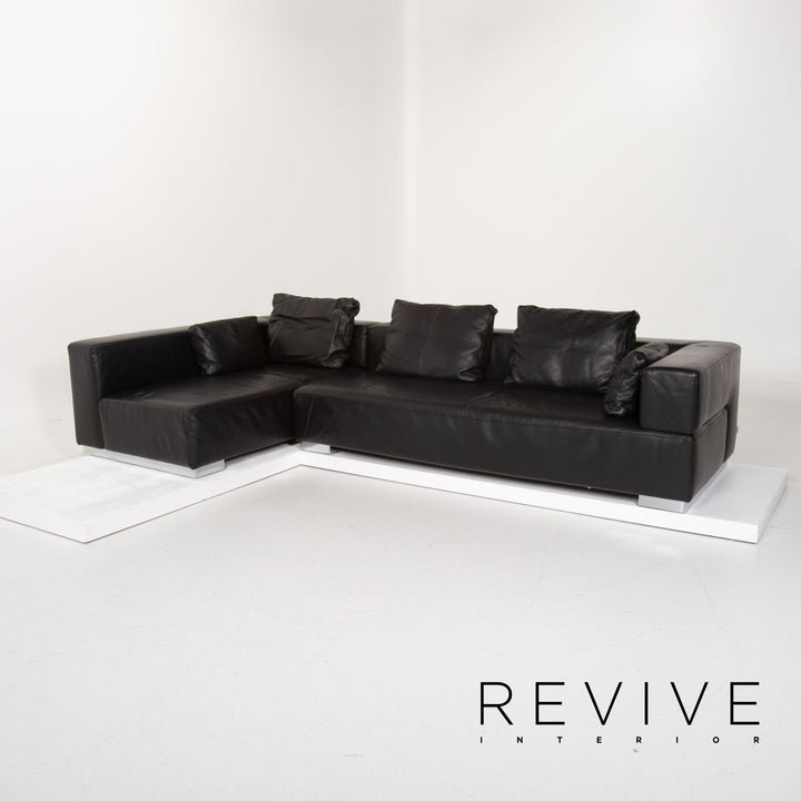 Brühl & Sippold Leder Sofa Schwarz Ecksofa #13971