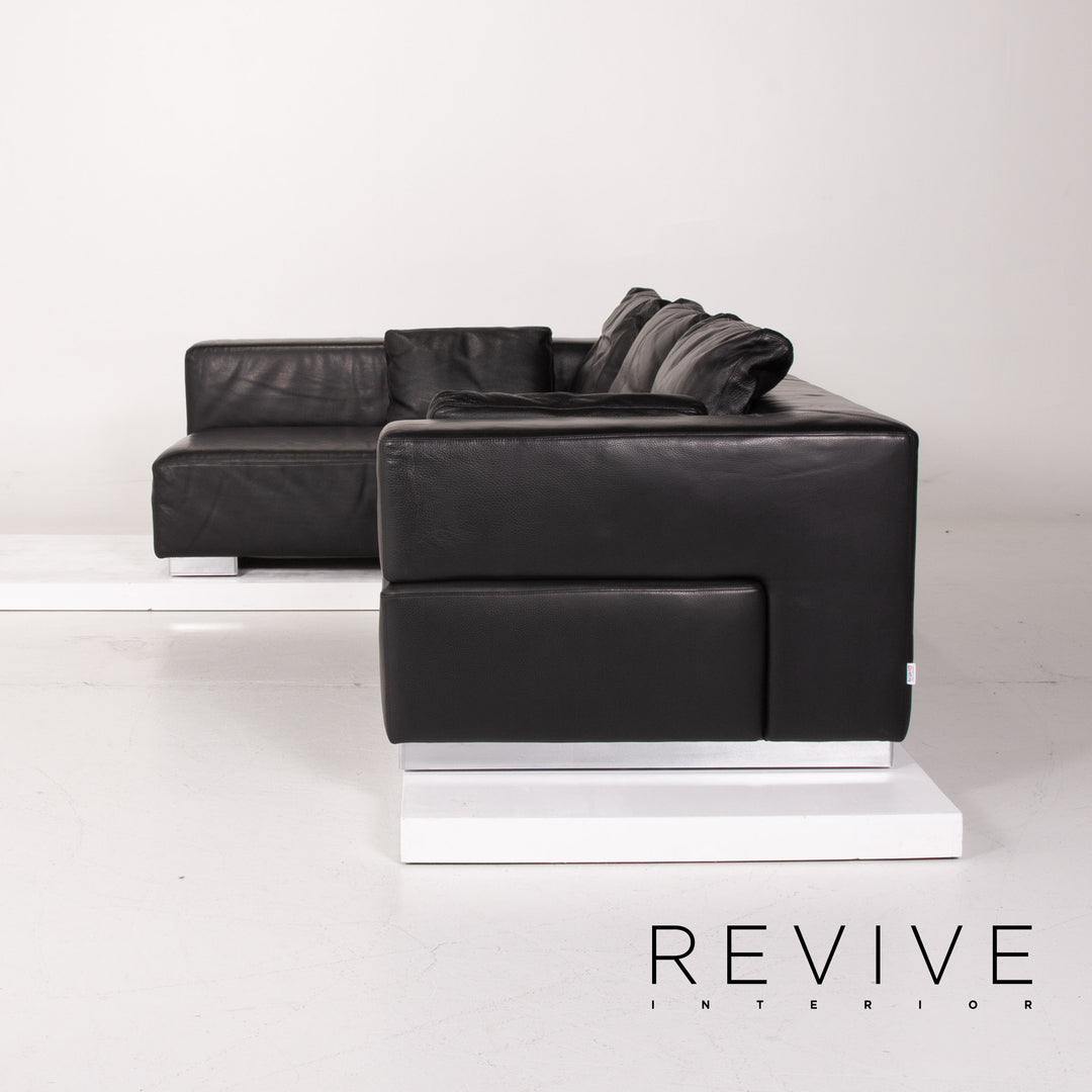 Brühl & Sippold Leder Sofa Schwarz Ecksofa #13971