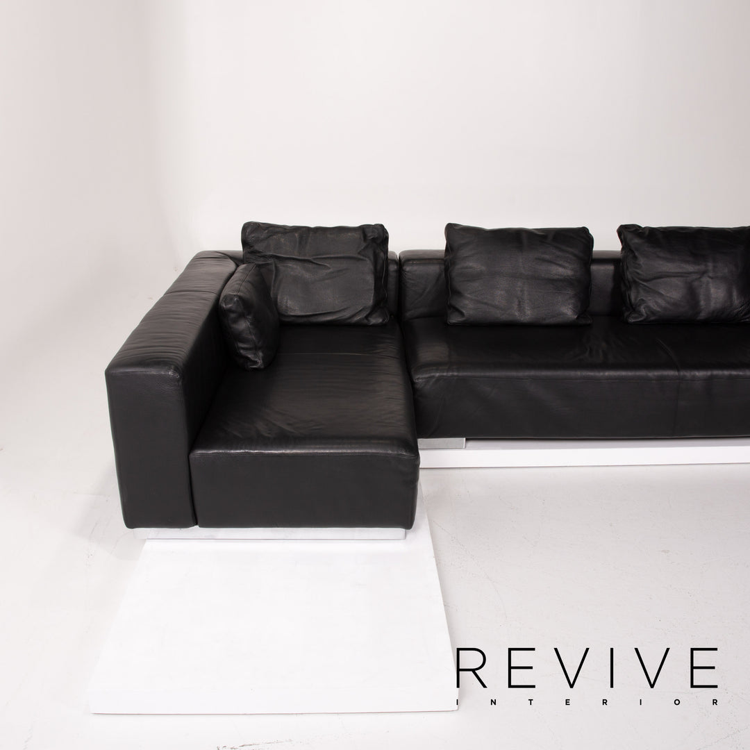 Brühl & Sippold Leder Sofa Schwarz Ecksofa #13971
