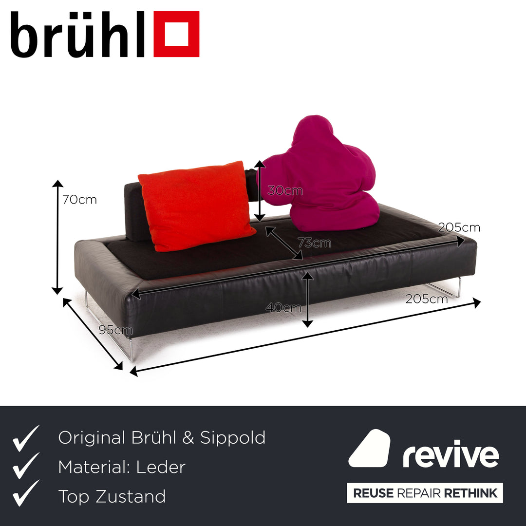 Brühl & Sippold Leder Sofa Schwarz Viersitzer Couch