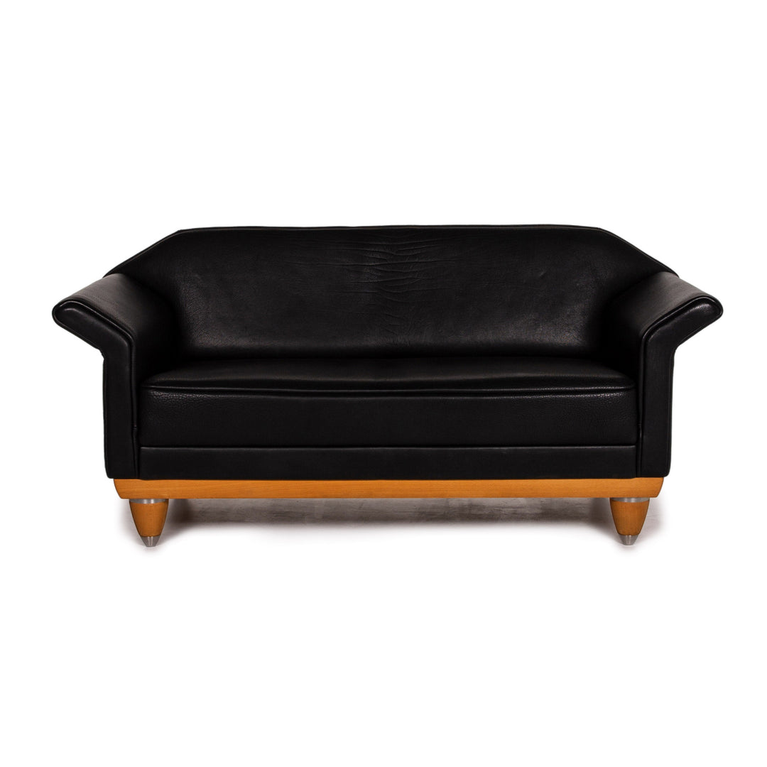 Brühl & Sippold Leder Sofa Schwarz Zweisitzer Couch #13415