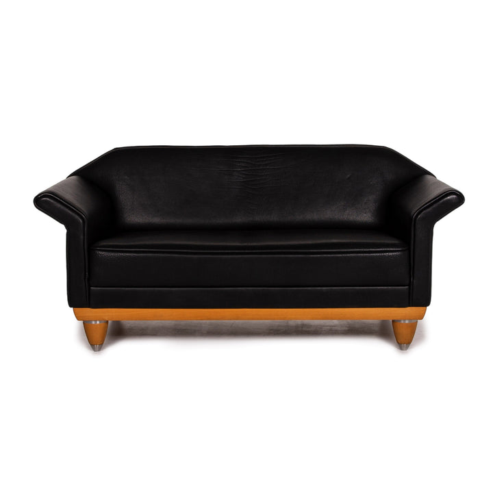 Brühl & Sippold Leder Sofa Schwarz Zweisitzer Couch #13415