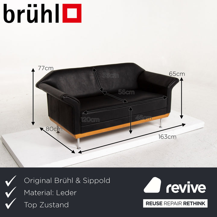 Brühl &amp; Sippold leather sofa black two-seater couch #13415