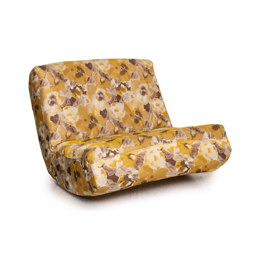Brühl &amp; Sippold Lucky Fabric Armchair Gold Yellow Brown Patterned
