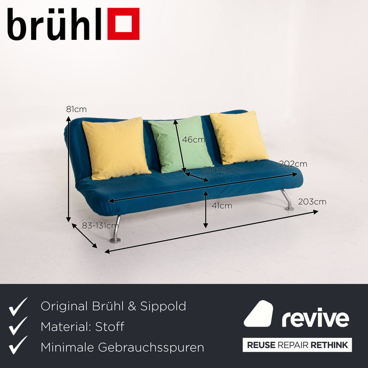 Brühl & Sippold more Schlafsofa Blau Gelb Dreisitzer Sofa Funktion Schlaffunktion Couch #478