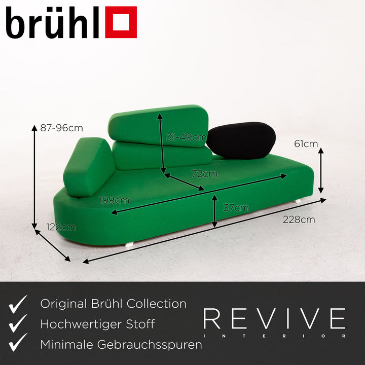 Brühl & Sippold Mosspink Stoff Sofa Grün Dreisitzer Couch #13543