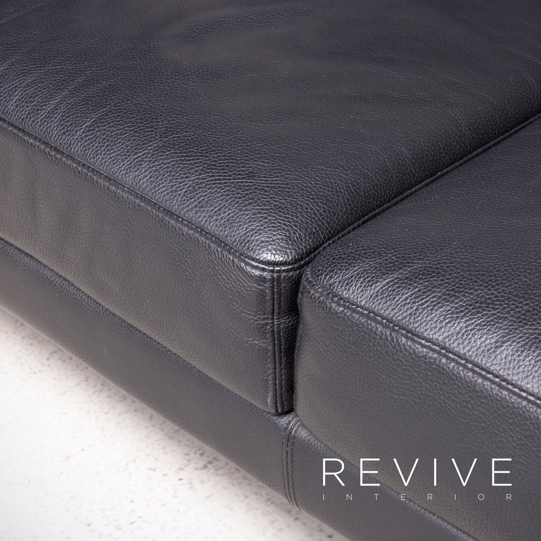 Brühl Moule Designer Leder Ecksofa Hocker Garnitur Schwarz Echtleder Sofa Couch Funktion #7802