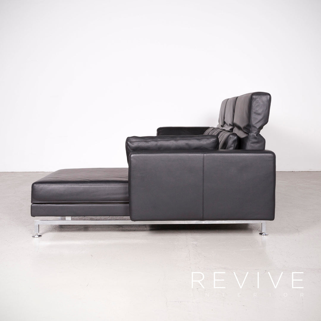 Brühl Moule Designer Leder Ecksofa Hocker Garnitur Schwarz Echtleder Sofa Couch Funktion #7802
