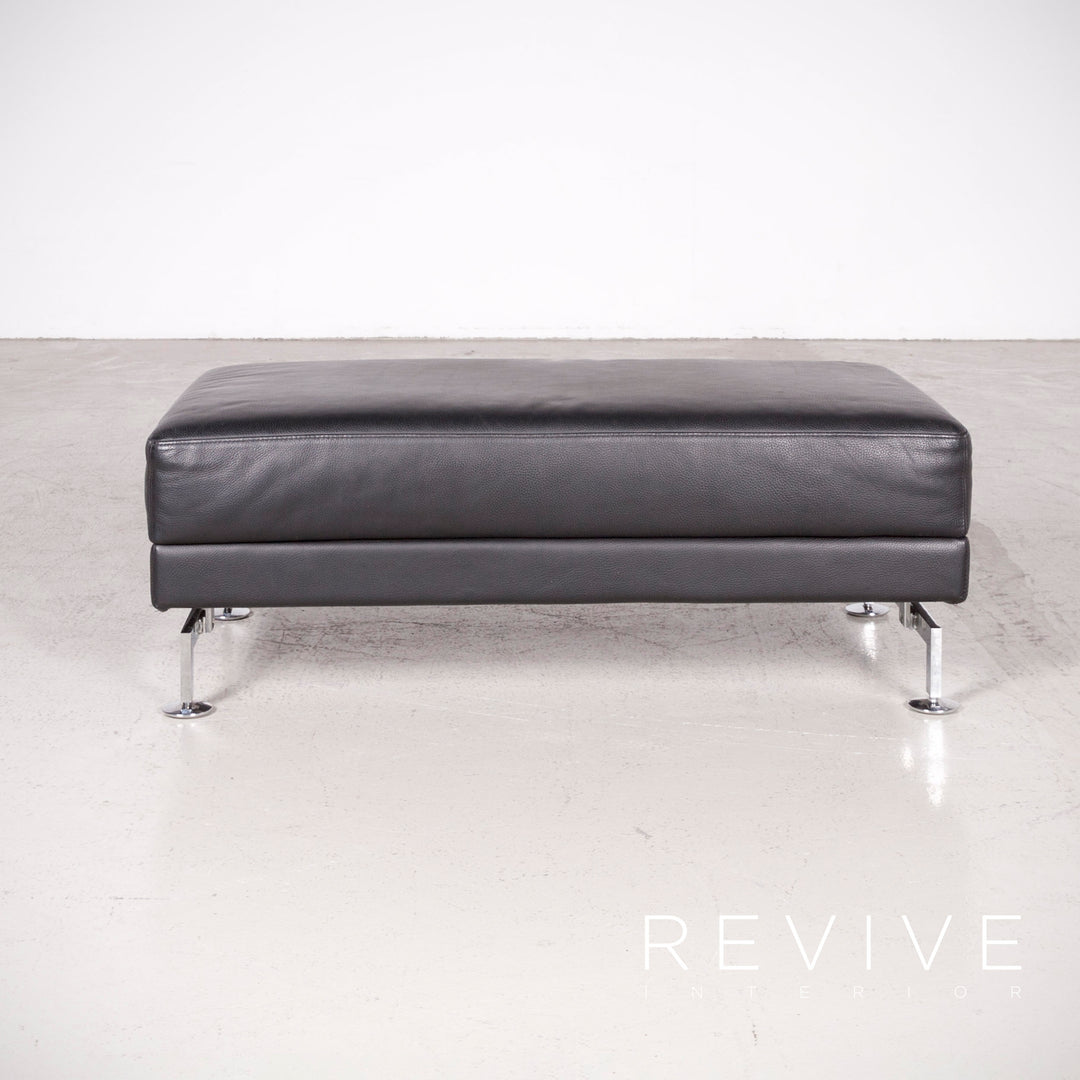 Brühl Moule Designer Leder Ecksofa Hocker Garnitur Schwarz Echtleder Sofa Couch Funktion #7802