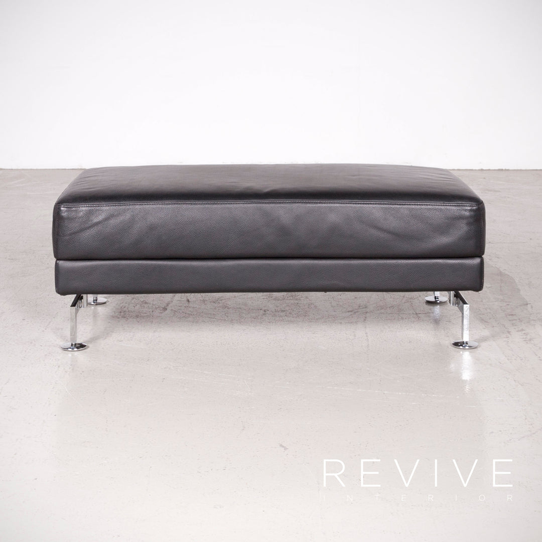 Brühl Moule Designer Leder Ecksofa Hocker Garnitur Schwarz Echtleder Sofa Couch Funktion #7802