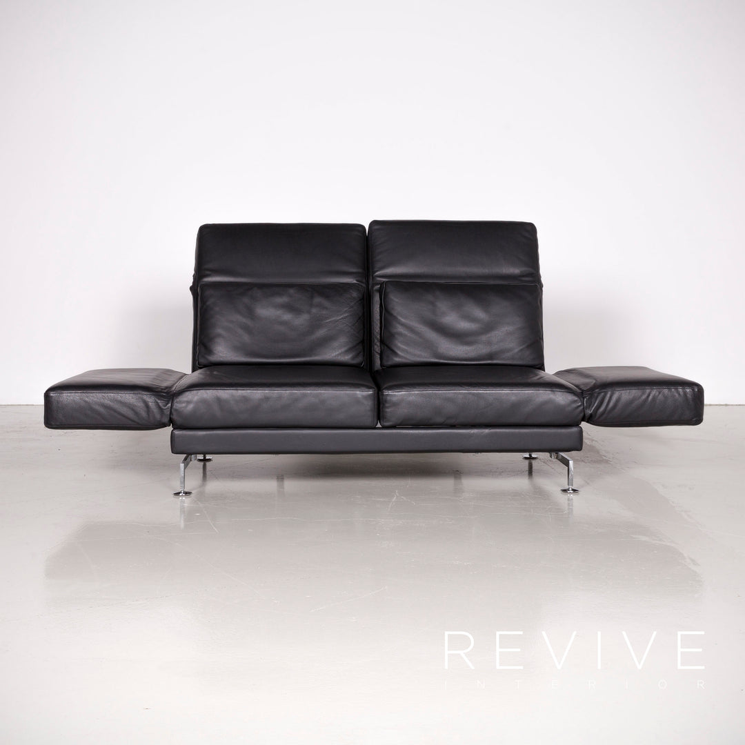 Brühl Moule Designer Leder Sofa Schwarz Echtleder Zweisitzer Couch Funktion #6988