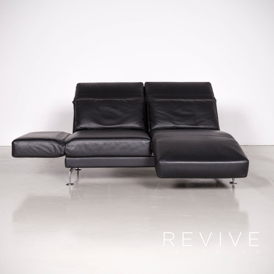Brühl Moule Designer Leder Sofa Schwarz Echtleder Zweisitzer Couch Funktion #6988