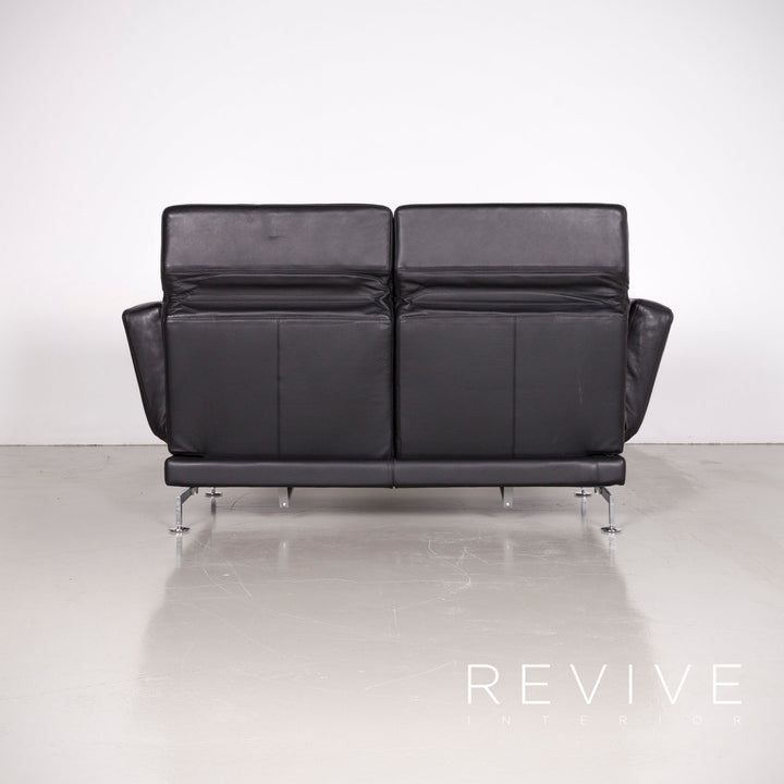 Brühl Moule Designer Leder Sofa Schwarz Echtleder Zweisitzer Couch Funktion #6988