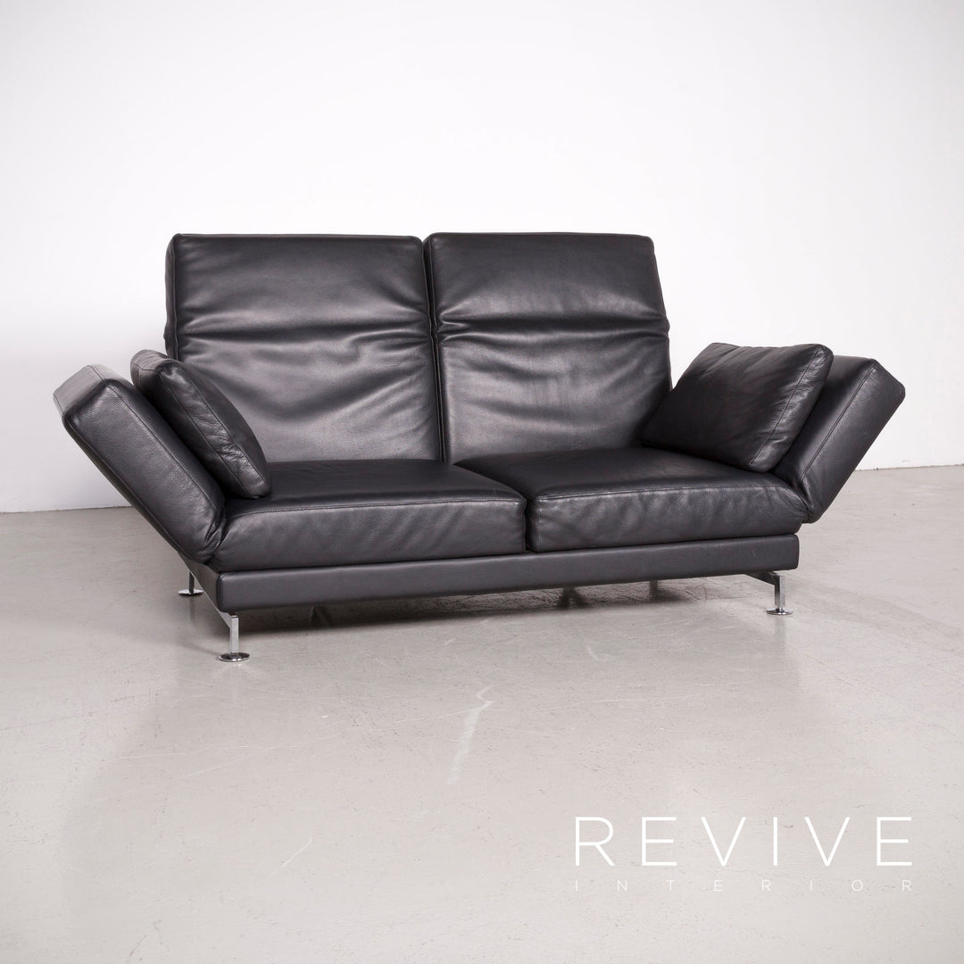 Brühl Moule designer leather sofa black real leather three-seater couch function #7458