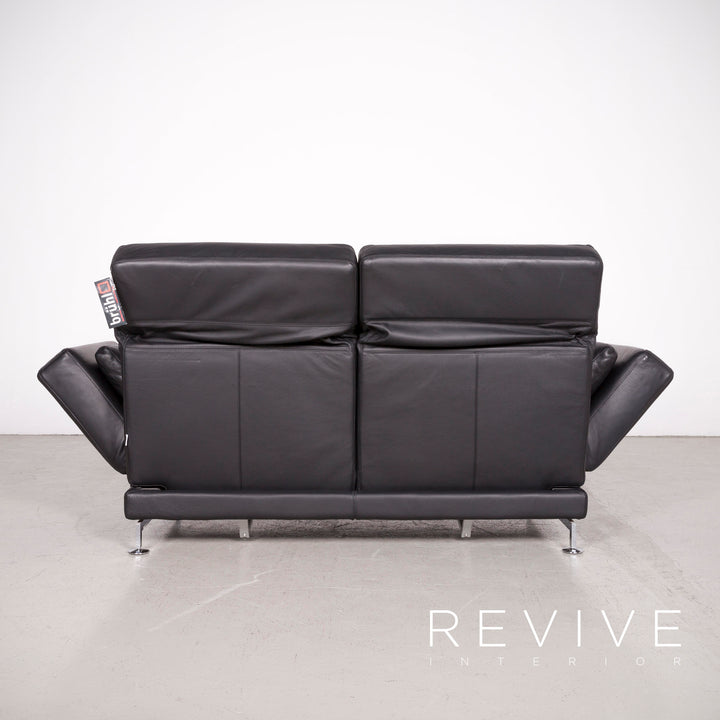 Brühl Moule designer leather sofa black real leather three-seater couch function #7458