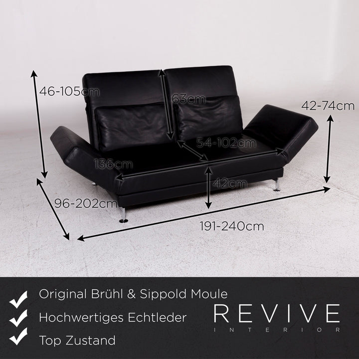 Brühl und Sippold Moule Designer Leder Sofa Schwarz Zweisitzer inkl. Funktion #9982