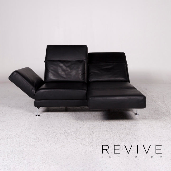Brühl und Sippold Moule Designer Leder Sofa Schwarz Zweisitzer inkl. Funktion #9982