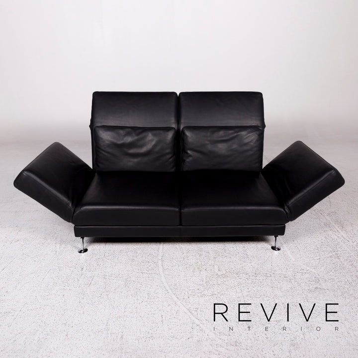 Brühl und Sippold Moule Designer Leder Sofa Schwarz Zweisitzer inkl. Funktion #9982
