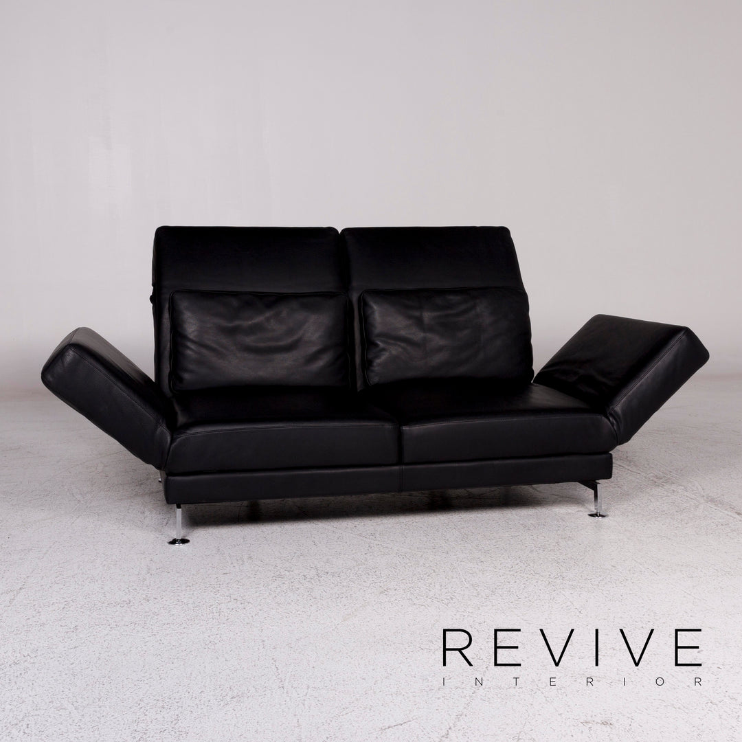 Brühl und Sippold Moule Designer Leder Sofa Schwarz Zweisitzer inkl. Funktion #9982