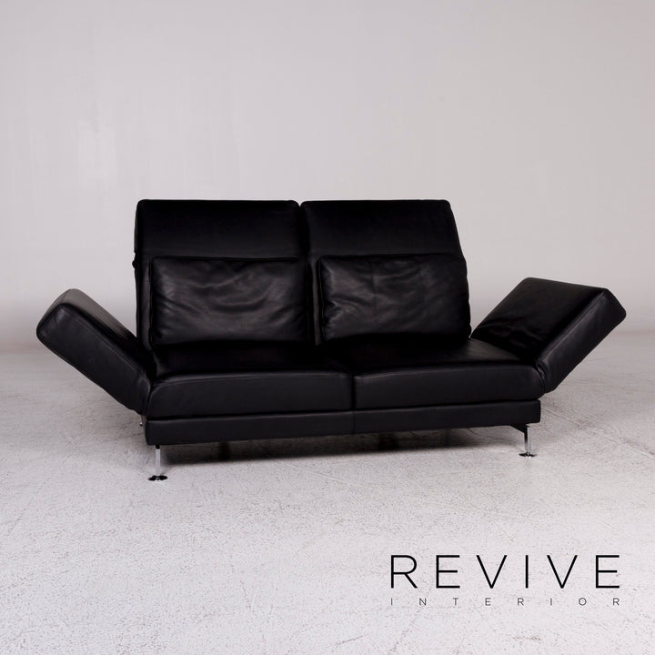 Brühl und Sippold Moule Designer Leder Sofa Schwarz Zweisitzer inkl. Funktion #9982