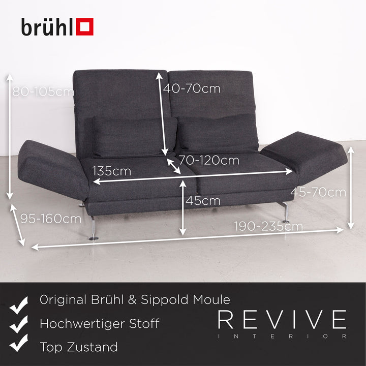 Brühl Moule Designer Stoff Sofa Grau Dreisitzer Couch Funktion #7353