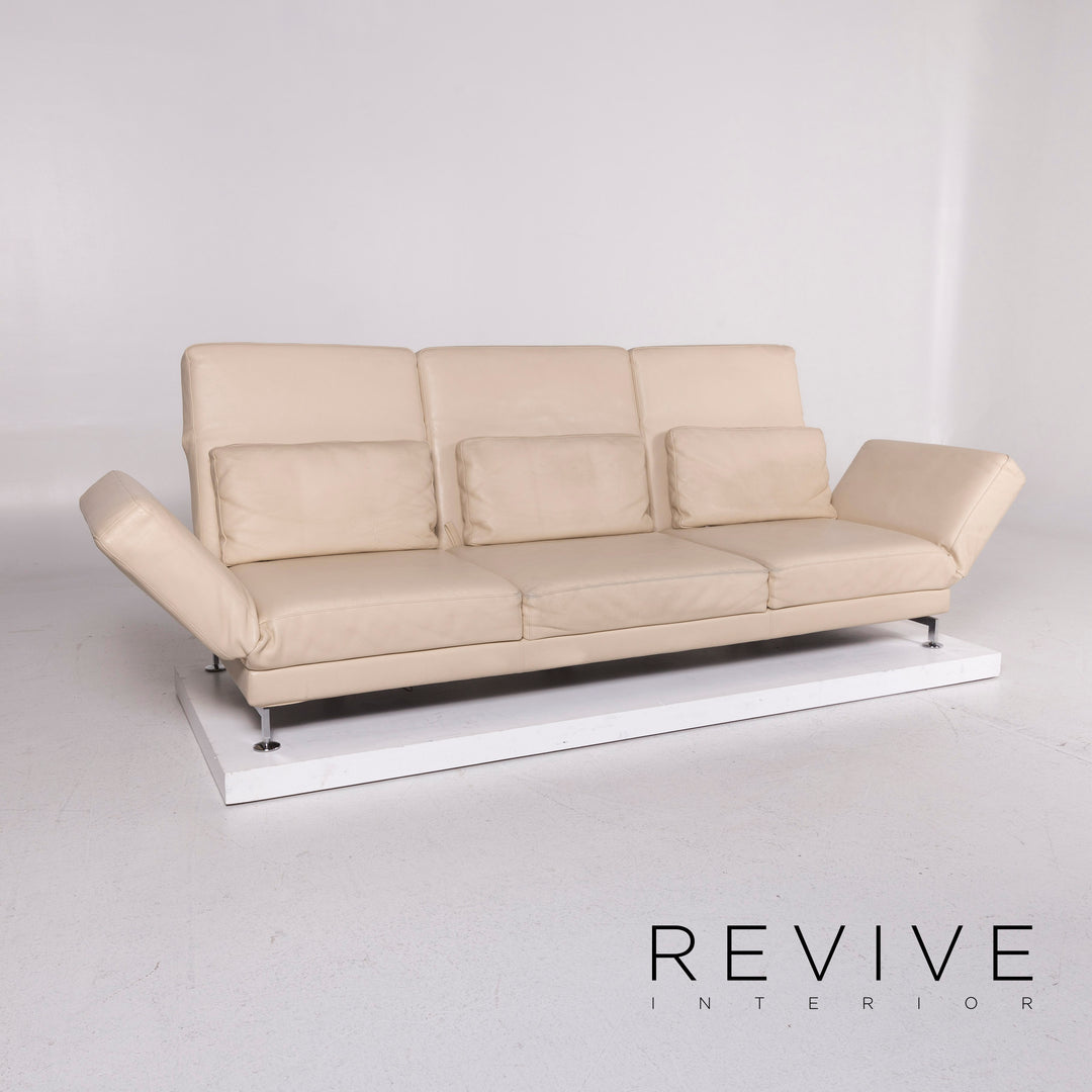 Brühl & Sippold Moule Leder Sofa Beige Dreisitzer Relaxfunktion Funktion Couch #11683