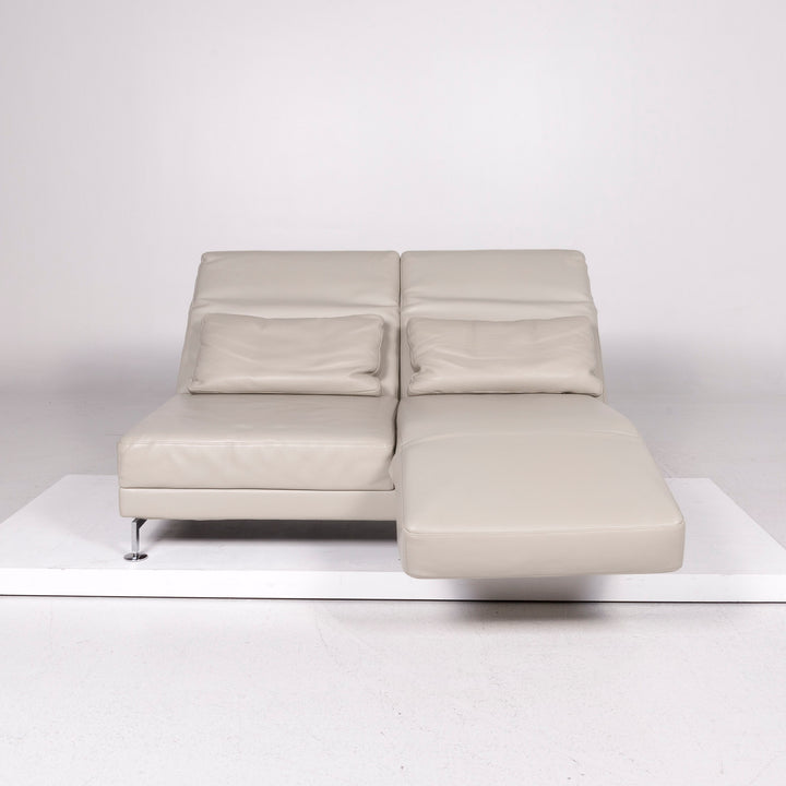 Brühl & Sippold Moule Leder Sofa Garnitur Grau 2x Zweisitzer 2x Hocker Funktion Relaxfunktion Couch #11887