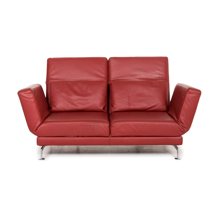 Brühl &amp; Sippold Moule leather sofa red sleeping function sofa bed function relax function couch #12723