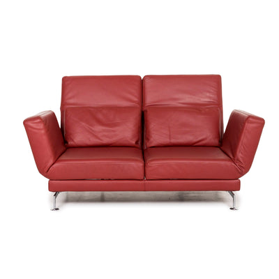 Brühl & Sippold Moule Leder Sofa Rot Schlaffunktion Schlafsofa Funktion Relaxfunktion Couch #12723