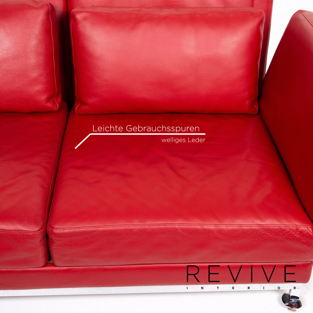 Brühl & Sippold Moule Leder Sofa Rot Zweisitzer Funktion Schlafsofa Schlaffunktion Relaxfunktion #14368