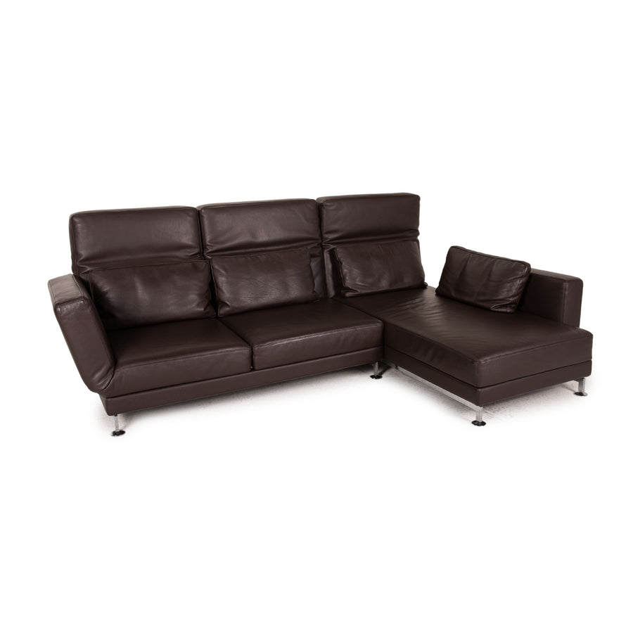 Brühl Moule leather sofa brown corner sofa couch function relaxation function